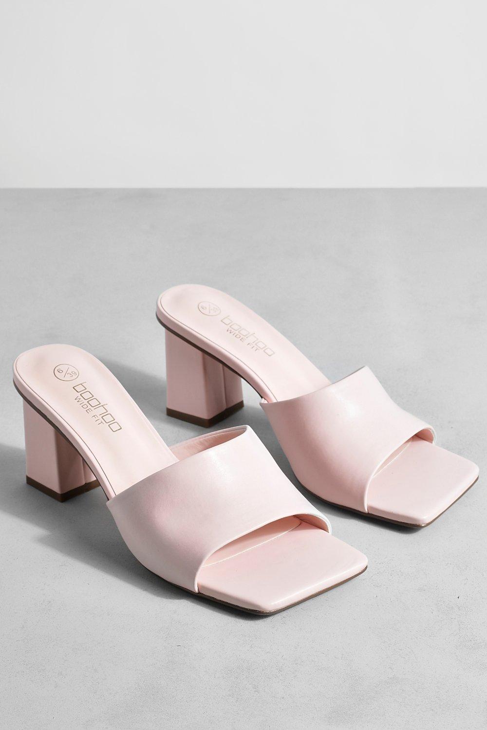 Wide fit clearance block heel mules